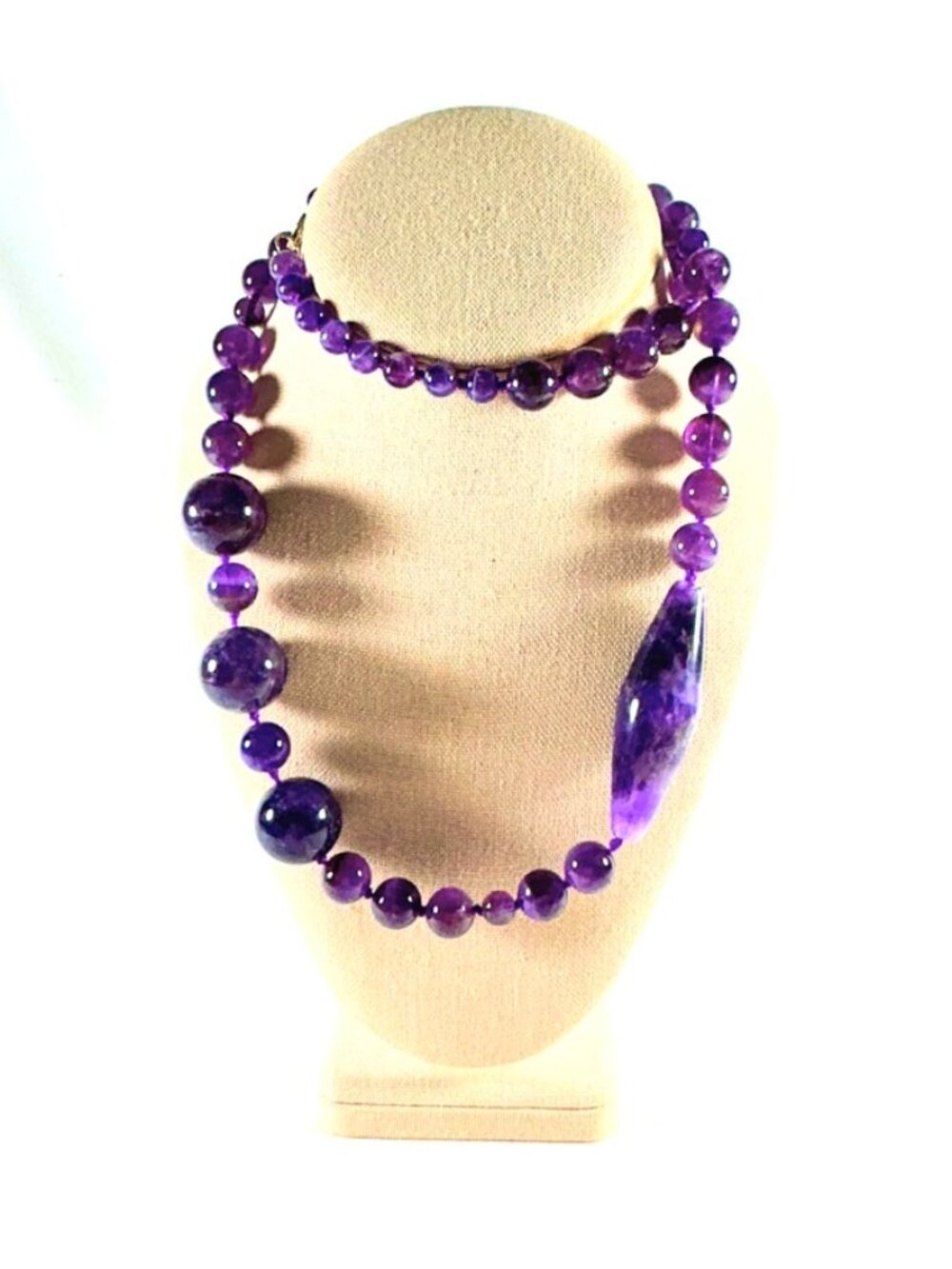 Amethyst Necklace 30” CHUNKY Over The Head Style Like New Condition